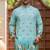 Sky blue heavy rayon embroidered kurta with cotton pajama for men