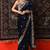 Navy Blue Sequence & Zari Thread Embroidery Work Saree with Ustitched Blouse