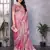 Baby pink embroidery work shimmer chiffon saree with unstitched blouse