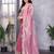 Baby pink embroidery work shimmer chiffon saree with unstitched blouse