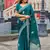 Rama embroidery work shimmer chiffon saree with unstitched blouse