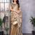 Beige embroidery work shimmer chiffon saree with unstitched blouse