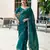 Rama embroidery work shimmer chiffon saree with unstitched blouse