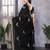 Black embroidery work shimmer chiffon saree with unstitched blouse