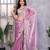 Lavender embroidery work shimmer chiffon saree with unstitched blouse