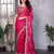 Pink embroidery work shimmer chiffon saree with unstitched blouse