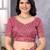 Pink embroidery work shimmer chiffon saree with unstitched blouse