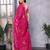 Pink embroidery work shimmer chiffon saree with unstitched blouse