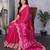 Pink embroidery work shimmer chiffon saree with unstitched blouse