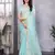 Sky blue embroidery work shimmer chiffon saree with unstitched blouse