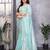 Sky blue embroidery work shimmer chiffon saree with unstitched blouse