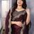 Wine embroidery work shimmer chiffon saree with unstitched blouse