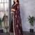 Wine embroidery work shimmer chiffon saree with unstitched blouse