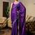 Purple-blue embroidery work shimmer chiffon saree with unstitched blouse