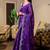 Purple-blue embroidery work shimmer chiffon saree with unstitched blouse