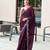Wine embroidery work shimmer chiffon saree with unstitched blouse