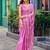 Baby pink embroidery work shimmer chiffon saree with unstitched blouse