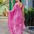 Baby pink embroidery work shimmer chiffon saree with unstitched blouse
