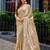 Beige embroidery work shimmer chiffon saree with unstitched blouse