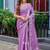 Lavender embroidery work shimmer chiffon saree with unstitched blouse