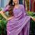 Lavender embroidery work shimmer chiffon saree with unstitched blouse