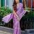 Lavender embroidery work shimmer chiffon saree with unstitched blouse