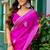 Pink embroidery work shimmer chiffon saree with unstitched blouse