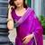 Purple embroidery work shimmer chiffon saree with unstitched blouse
