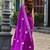 Purple embroidery work shimmer chiffon saree with unstitched blouse