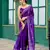 Purple-blue embroidery work shimmer chiffon saree with unstitched blouse