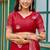 Red embroidery work shimmer chiffon saree with unstitched blouse