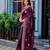 Wine embroidery work shimmer chiffon saree with unstitched blouse