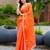 Orange embroidery work shimmer chiffon saree with unstitched blouse