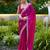 Pink embroidery work shimmer chiffon saree with unstitched blouse