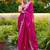 Pink embroidery work shimmer chiffon saree with unstitched blouse