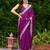 Purple embroidery work shimmer chiffon saree with unstitched blouse