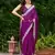 Purple embroidery work shimmer chiffon saree with unstitched blouse