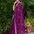 Purple embroidery work shimmer chiffon saree with unstitched blouse