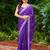 Purple-blue embroidery work shimmer chiffon saree with unstitched blouse