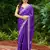 Purple-blue embroidery work shimmer chiffon saree with unstitched blouse