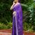 Purple-blue embroidery work shimmer chiffon saree with unstitched blouse