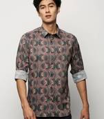 Men's long sleeves geometric multi shirt