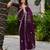 Wine embroidery work shimmer chiffon saree with unstitched blouse