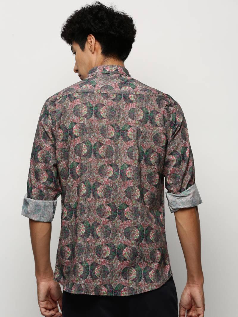 Men's long sleeves geometric multi shirt