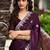Wine embroidery work shimmer chiffon saree with unstitched blouse