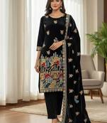 Black Velvet straight Suit Set