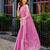 Baby pink embroidery work shimmer chiffon saree with unstitched blouse