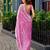 Baby pink embroidery work shimmer chiffon saree with unstitched blouse
