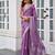 Lavender embroidery work shimmer chiffon saree with unstitched blouse