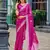 Pink embroidery work shimmer chiffon saree with unstitched blouse
